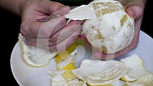 Grapefruit on a white background cleanses the skin for a meal