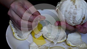 Grapefruit on a white background cleanses the skin for a meal