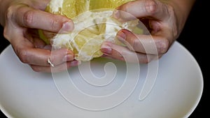 Grapefruit on a white background cleanses the skin for a meal