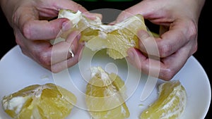 Grapefruit on a white background cleanses the skin for a meal