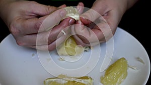 Grapefruit on a white background cleanses the skin for a meal