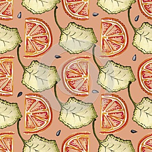GRAPEFRUITS SEAMLESS PATTERN REPEAT TILE
