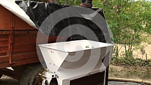 Grapes being crushed in an auger