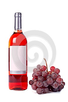 Grapes bunch and wine bottle