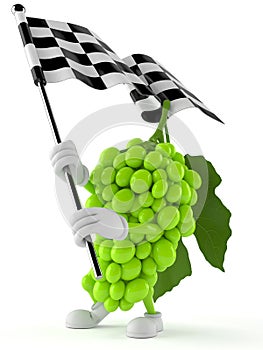 Grapes character waving race flag