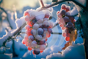 grapes covered with snow