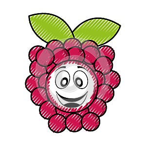 Grapes fresh fruit kawaii character