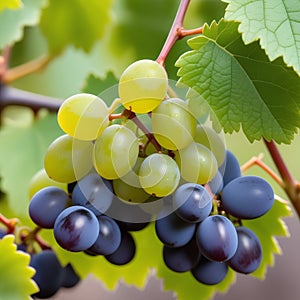 Grapes on a grapevine with wood background