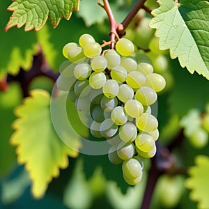 Grapes on a grapevine with wood background