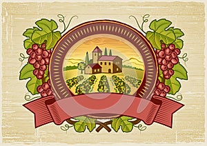 Grapes harvest label photo