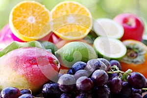 Grapes, mangoes, limes and  citric fruits