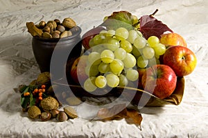 Grapes nuts and apples