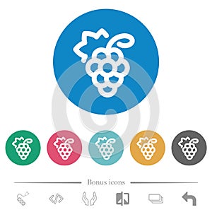 Grapes outline flat round icons