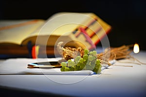 Grapes and prayer book.