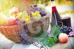 Grapes and red wine