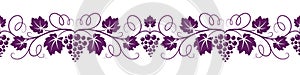 Grapes seamless horizontal pattern