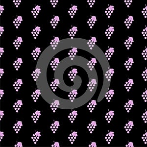 Grapes Seamless Pattern isolated on black background