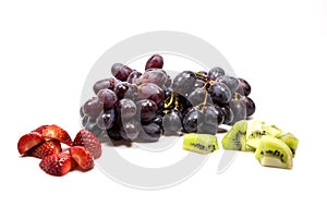 Grapes, strawberrys and kiwis