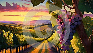 grapes in tuscan vineyards