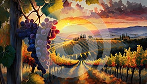 grapes in tuscan vineyards