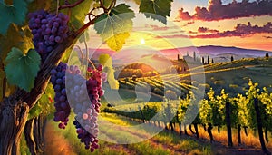 grapes in tuscan vineyards