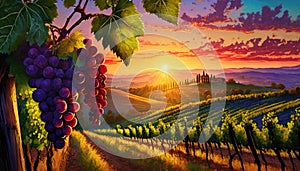 grapes in tuscan vineyards