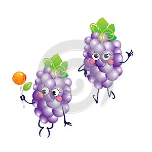 Grapes, vector character on a white background.