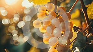 Grapes on vine under sunlight