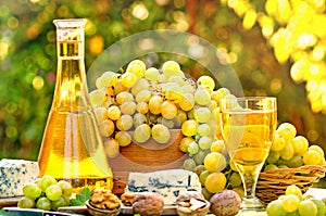 Grapes and white wine