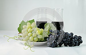 Grapes wine glasses