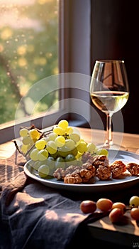 Grapes and Wine at Golden Hour