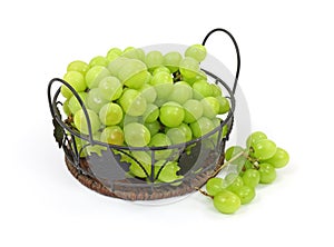Grapes Wire Leaf Basket Clusters on Side