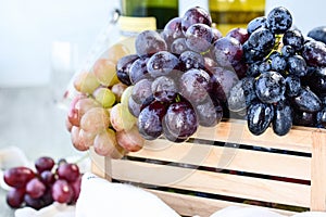 Grapes in a wooden box