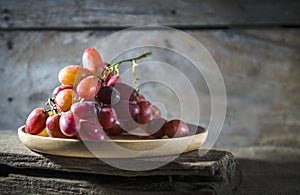 Grapes in wooden plates