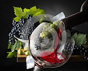 Grapes on the wooden table