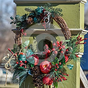Grapevine Christmas Wreath with Apples