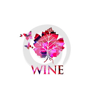 Grapevine leaf background flat vector illustration. Wine tasting event, wine festival and celebrations, restaurant poster design f