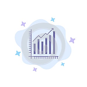 Graph, Analytics, Business, Diagram, Marketing, Statistics, Trends Blue Icon on Abstract Cloud Background