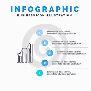 Graph, Analytics, Business, Diagram, Marketing, Statistics, Trends Line icon with 5 steps presentation infographics Background