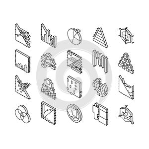 Graph For Analyzing And Research isometric icons set vector