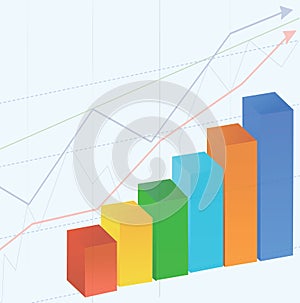 Graph bars with background of graph lines