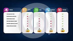 Graph chart, Algorithm and Employee results icons set. Settings sign. Get report, Developers job, Chart. Vector