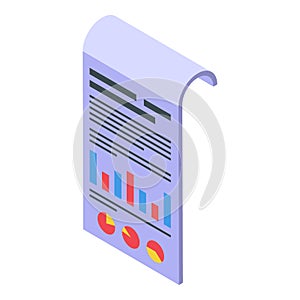 Graph chart assignment icon, isometric style