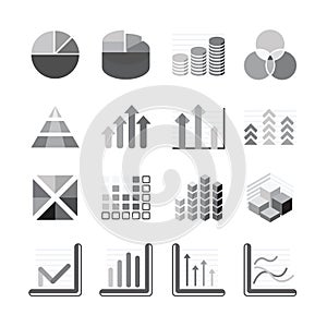 Graph chart Business and financial Icons set balck color. Vector