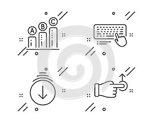 Graph chart, Computer keyboard and Scroll down icons set. Drag drop sign. Vector