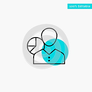 Graph, Chart, Data, Employee, Manager, Person, Statistics turquoise highlight circle point Vector icon