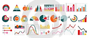 Graph chart. Growth graphic, arrow statistic, stock economy, financial diagram, data bar, business infographic isolated