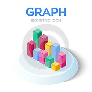 Graph Chart Icon. 3D Isometric Graph Chart sign. Created For Mobile, Web, Decor, Print Products, Application. Perfect for web