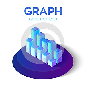 Graph Chart Icon. 3D Isometric Graph Chart sign. Created For Mobile, Web, Decor, Print Products, Application. Perfect for web desi