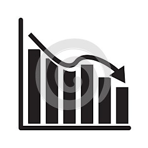 Graph chart icon on white background. flat style. declining graph icon for your web site design, logo, app, UI. graph symbol.